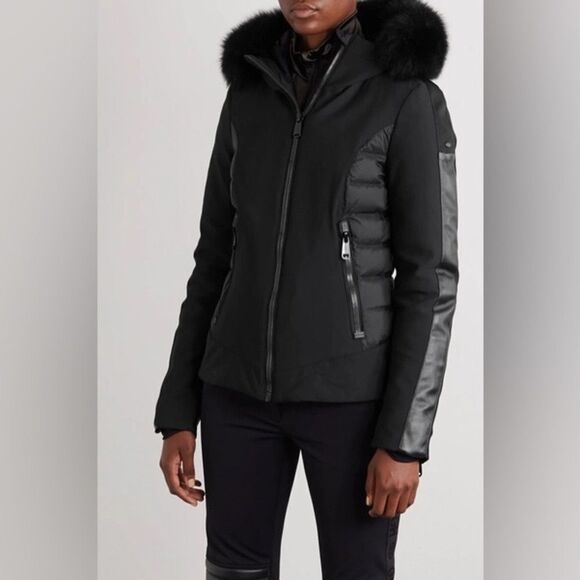 Black Goldbergh Kaja Hooded Faux Fur Trimmed paneled down Ski Jacket US 8 - Picture 1 of 9